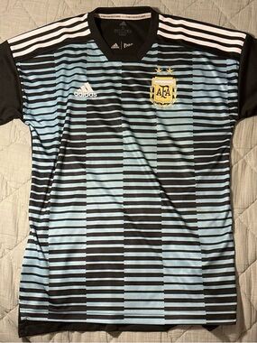 adidas Kids Argentina Striped Soccer Jersey in Blue & Black